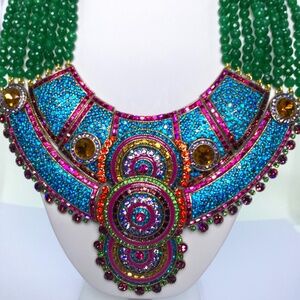 Heidi Daus 8-row beads “Ravishing Rapture” Bib Necklace NWOT